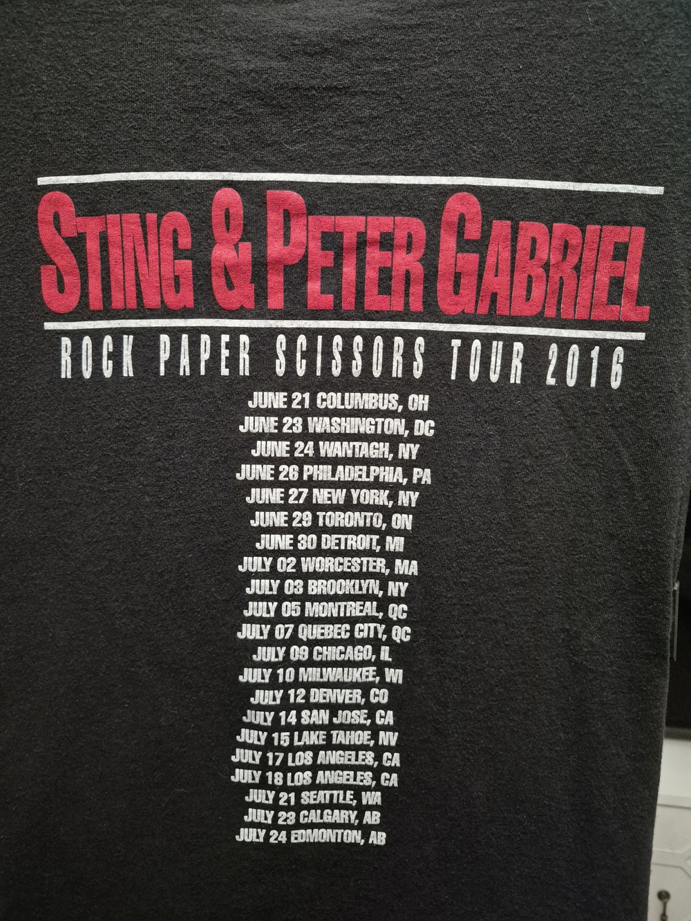 Delta Black Short Sleeve Tee with Red and White Tour Text